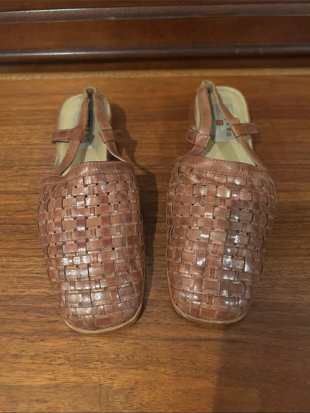 Pesaro Woven Leather Slingback Sandals - Brown